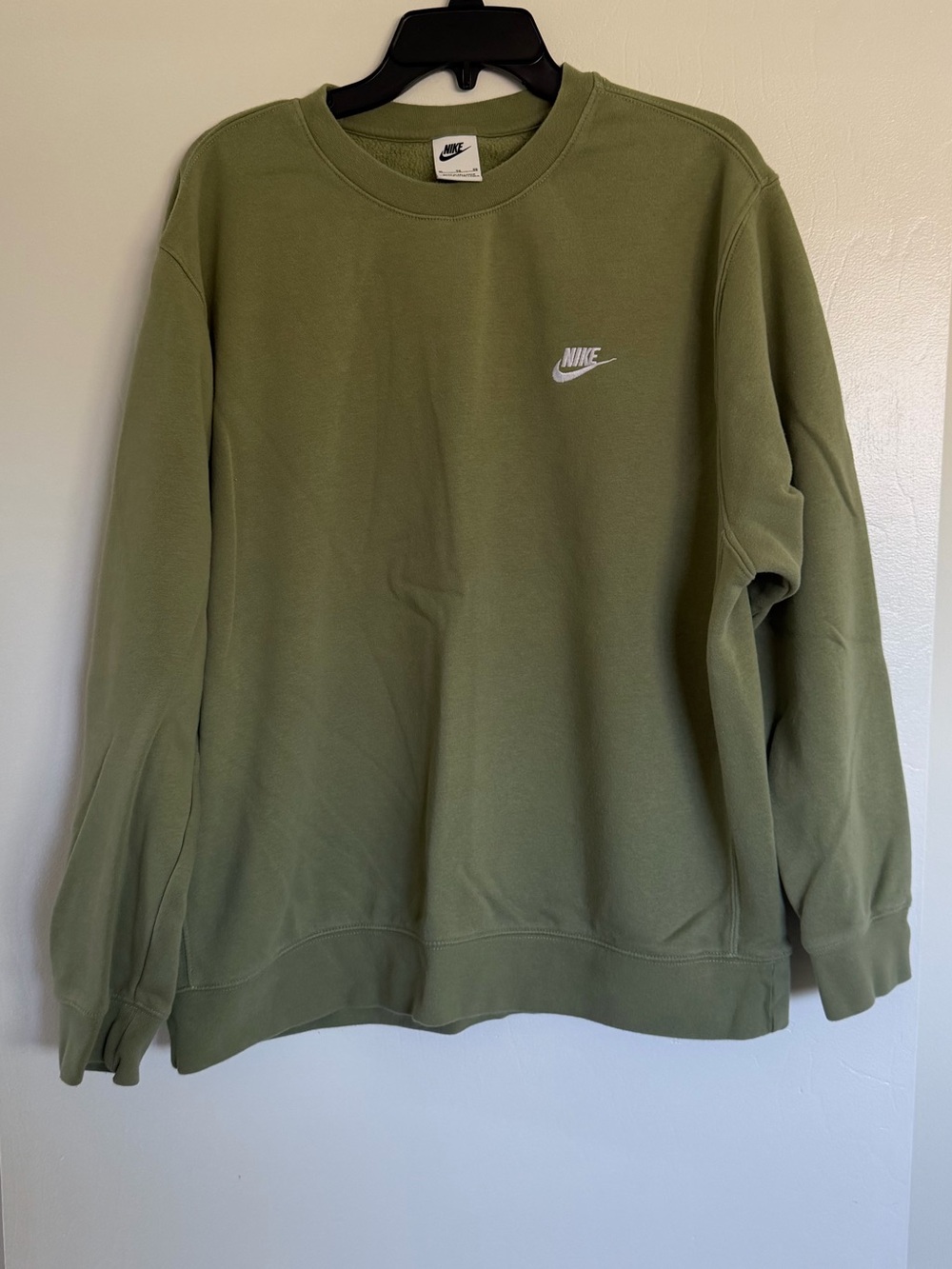 Nike Olive Crewneck Sweatshirt with Small Swoosh